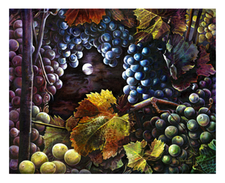 Moonlight in the Vineyard-An Original Oil Painting by Kathryn Rutherford